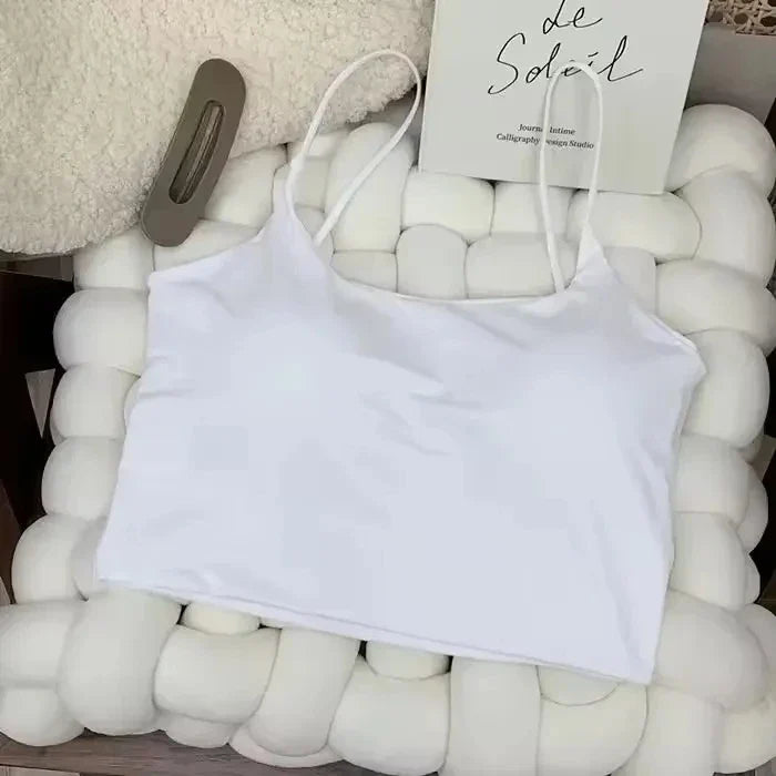 Summer Bra Top Sexy Women Ice Silk Crop Top Seamless Tube Tops Camisole Underwear Korean Fashion Solid Padded Bralette Vest