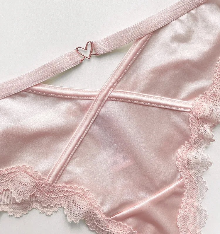 Heart Metal Sexy G String Underwear Women Panties T-Back Briefs Female Lingerie Transparent Erotic Girls Thongs Bikini