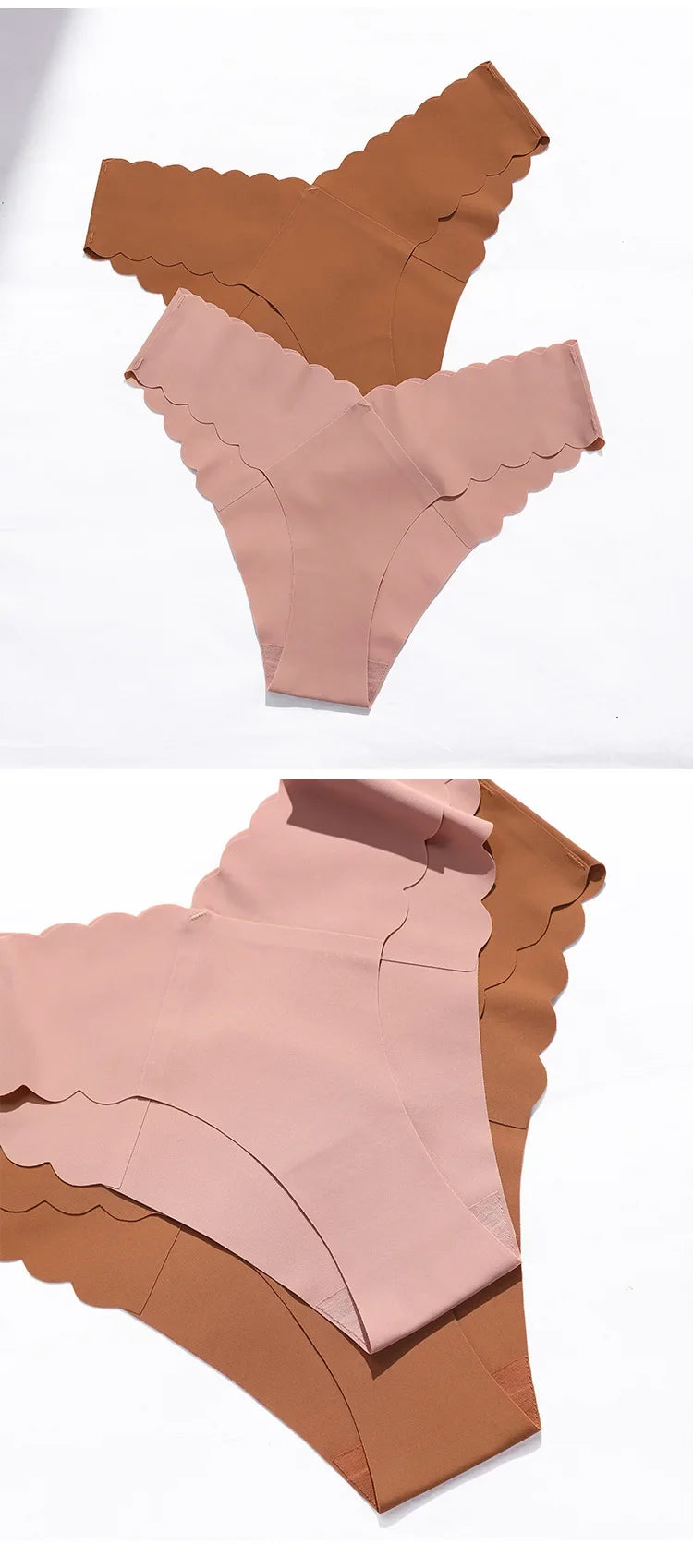 Ice Silk Ruffles Sexy Girls Briefs Seamless Women Panties Underwear T Back G String Yoga Fitness Thong Underpants Plus Size S-XL