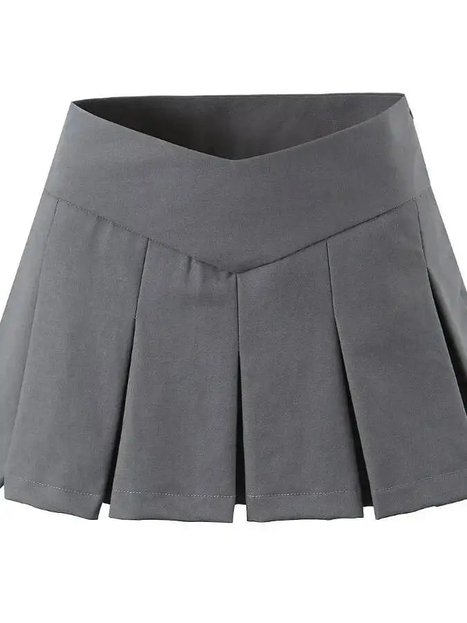 2026 Spring/summer New High Waisted Pleated Skirt Women's Spicy Girl Solid Color Slim A-line Wrap Hip Short Skirt A45S