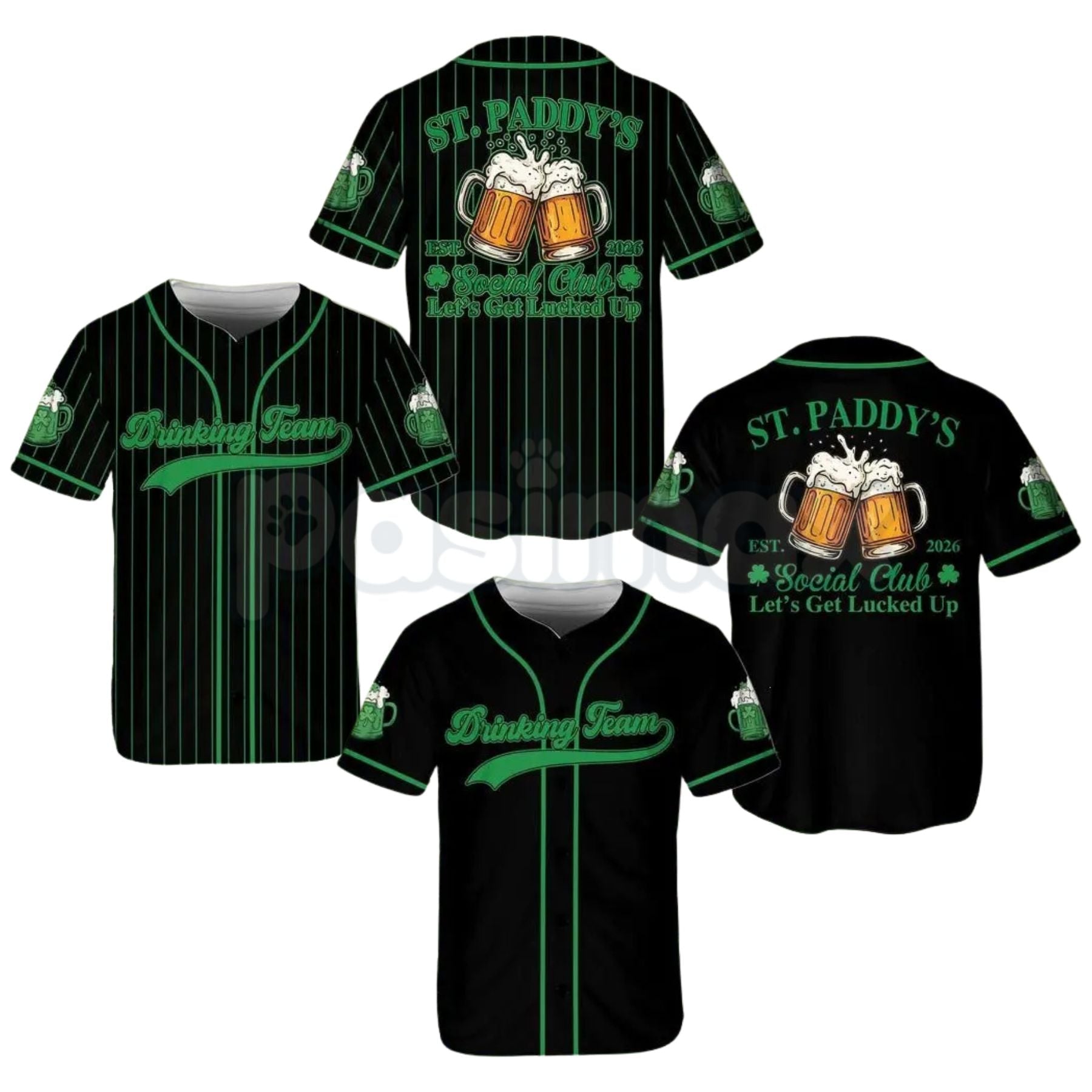 St Paddy’s Day Irish Beer Social Club Baseball Jersey – Lucky Shamrock Drinking Team Shirt