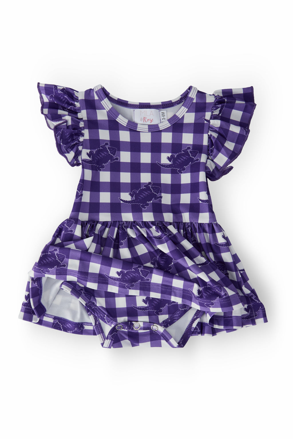 TCU Plaid Frog S/S Flutter Twirl Bodysuit
