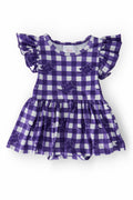 TCU Plaid Frog S/S Flutter Twirl Bodysuit