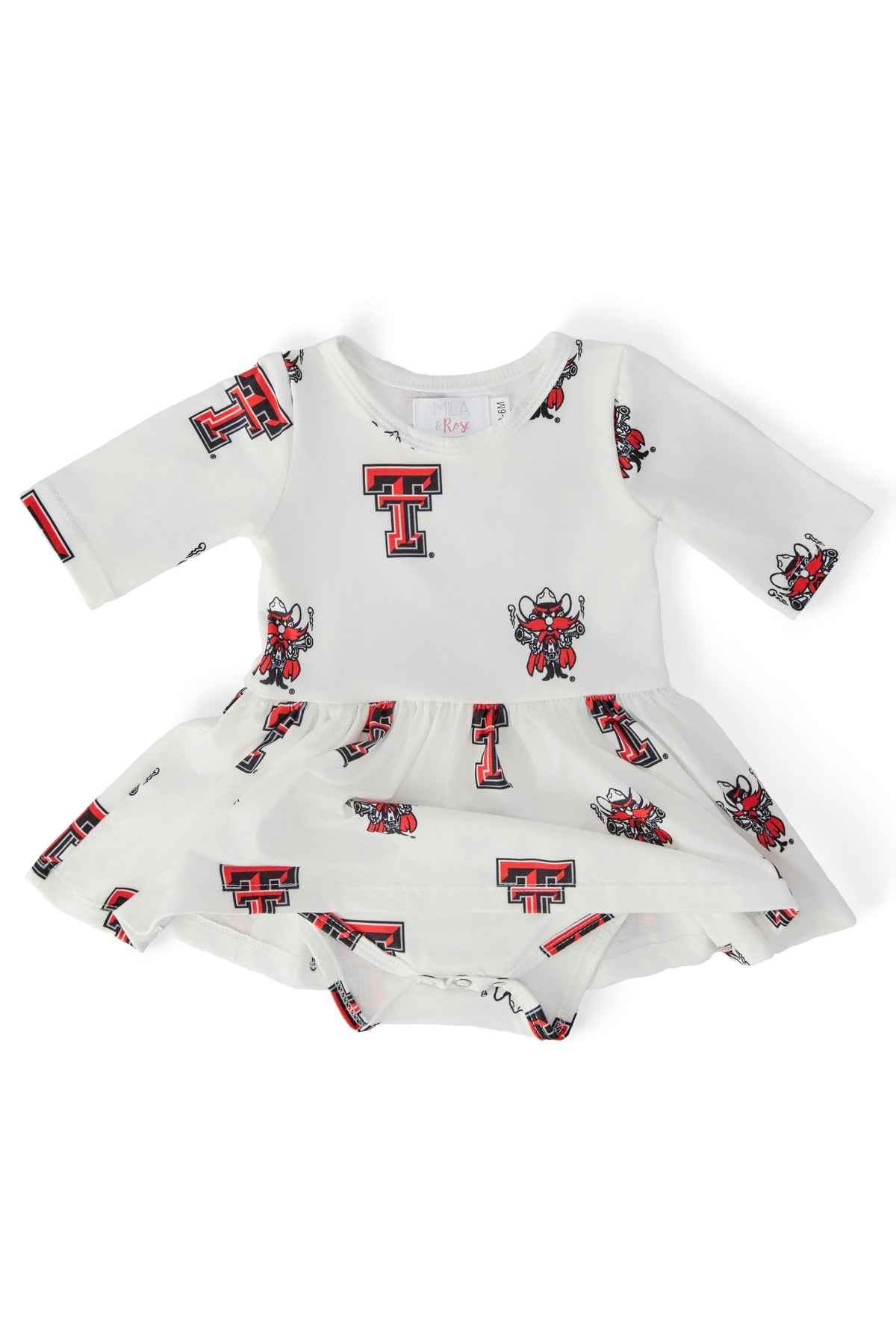 Texas Tech White Raider Red 3/4 Sleeve Twirl Bodysuit