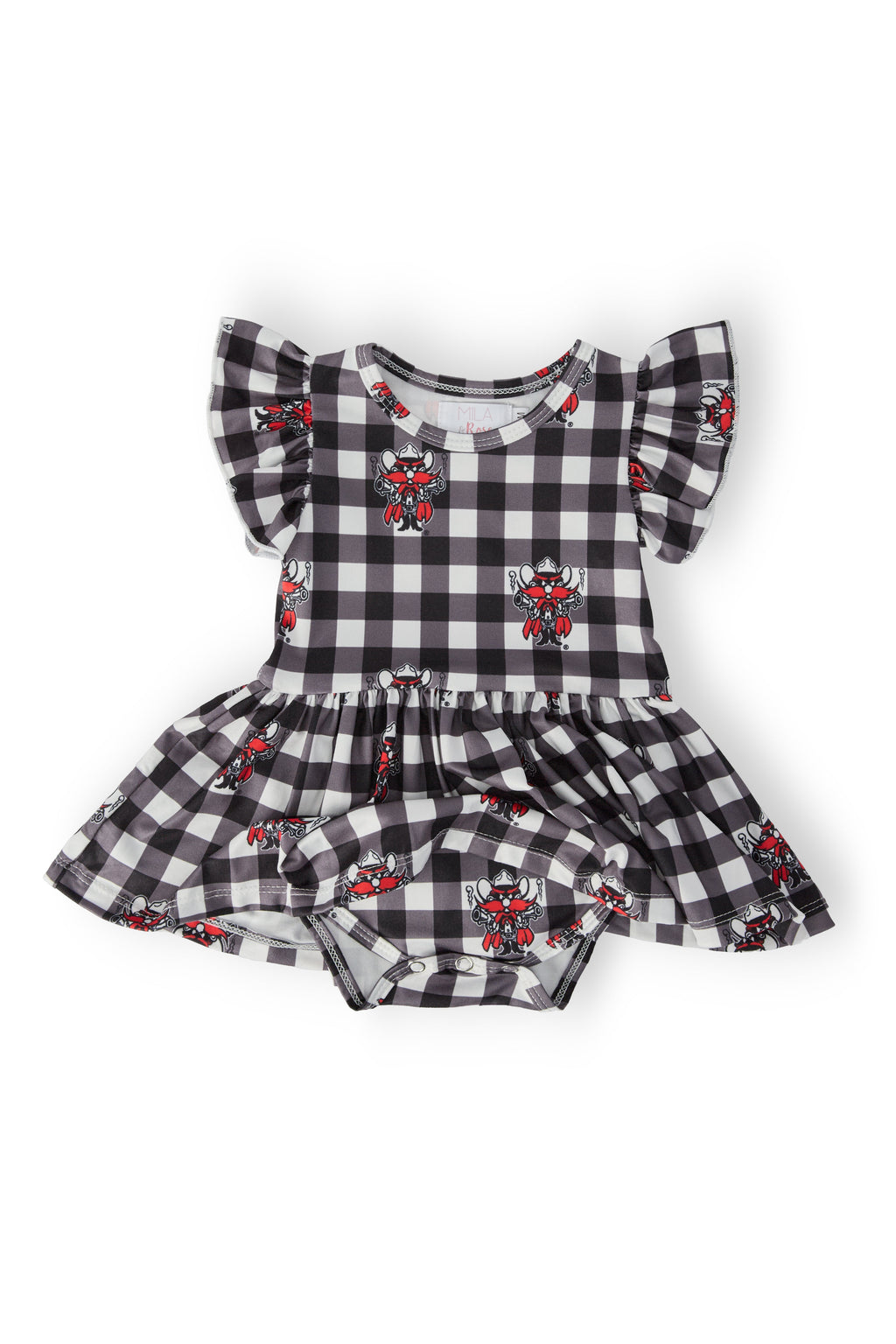 Texas Tech Plaid Raider Red S/S Flutter Twirl Bodysuit