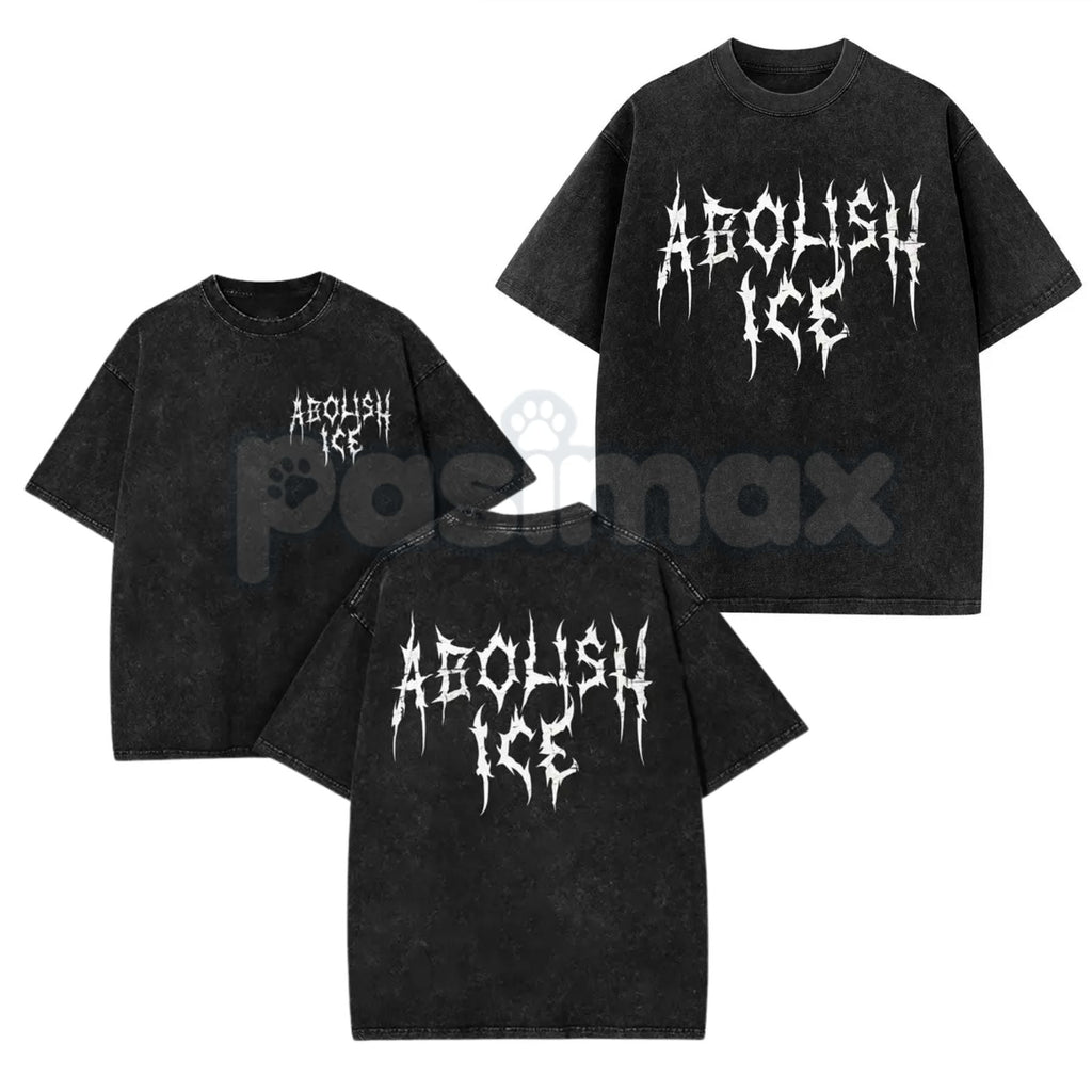 The Resistance Tour: ABOLISH ICE Heavy Metal Tee – Vintage Washed Distressed Streetwear, Radical Activist Graphic Top