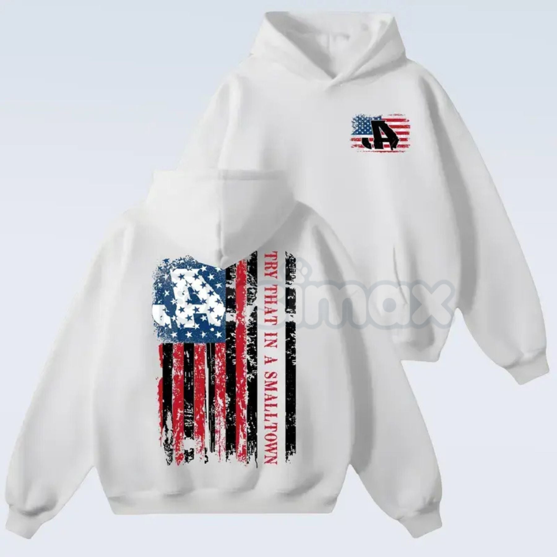 Try That In A Small Town Hoodie – Patriotic Country Pride Pullover, Rugged Small Town Values Streetwear, Unisex Vintage Wash