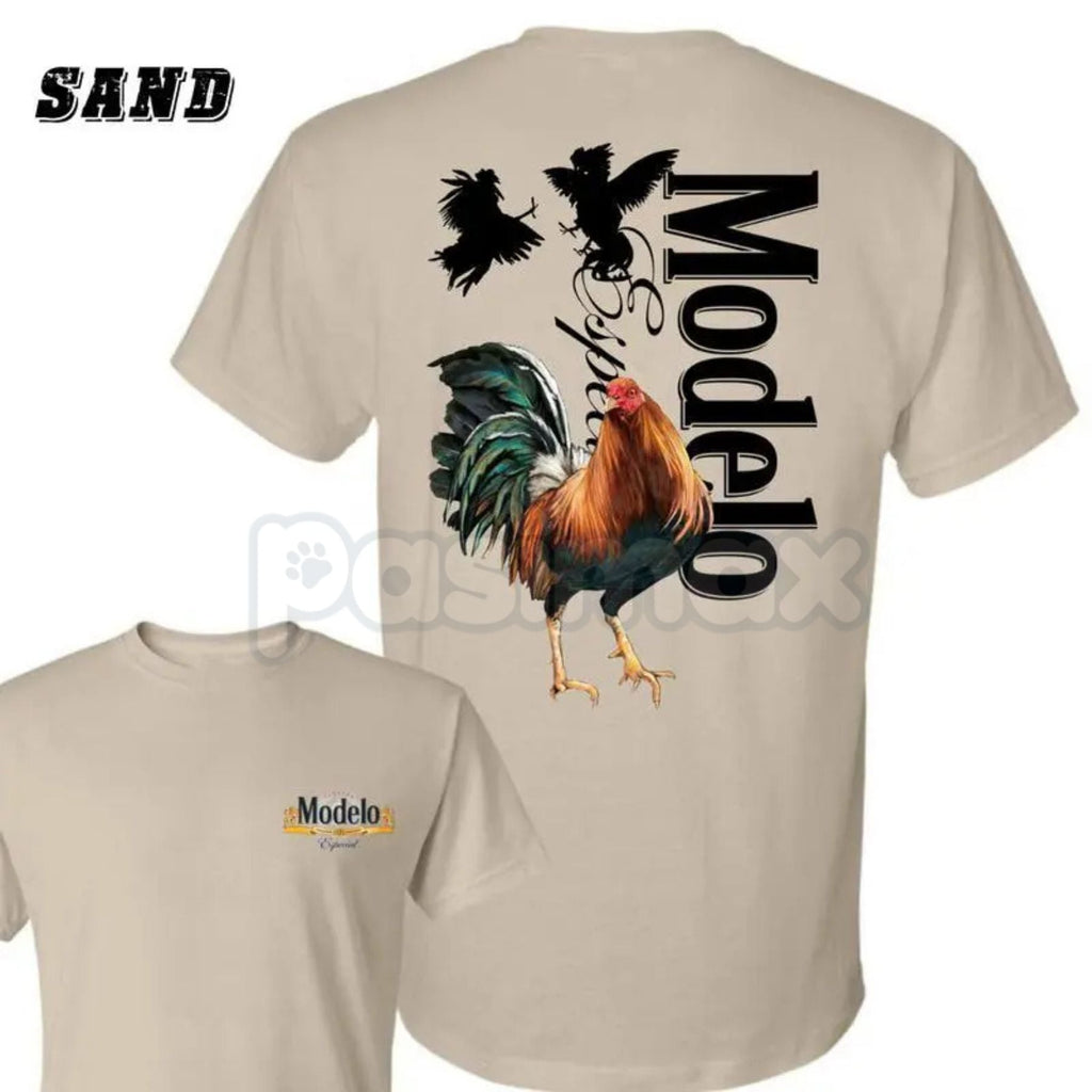 Vintage Style Modelo Rooster T-Shirt - Iconic Mexican Cockfight Graphic, Bold Beer Culture Apparel, Retro Dynamic Men's Statement Tee