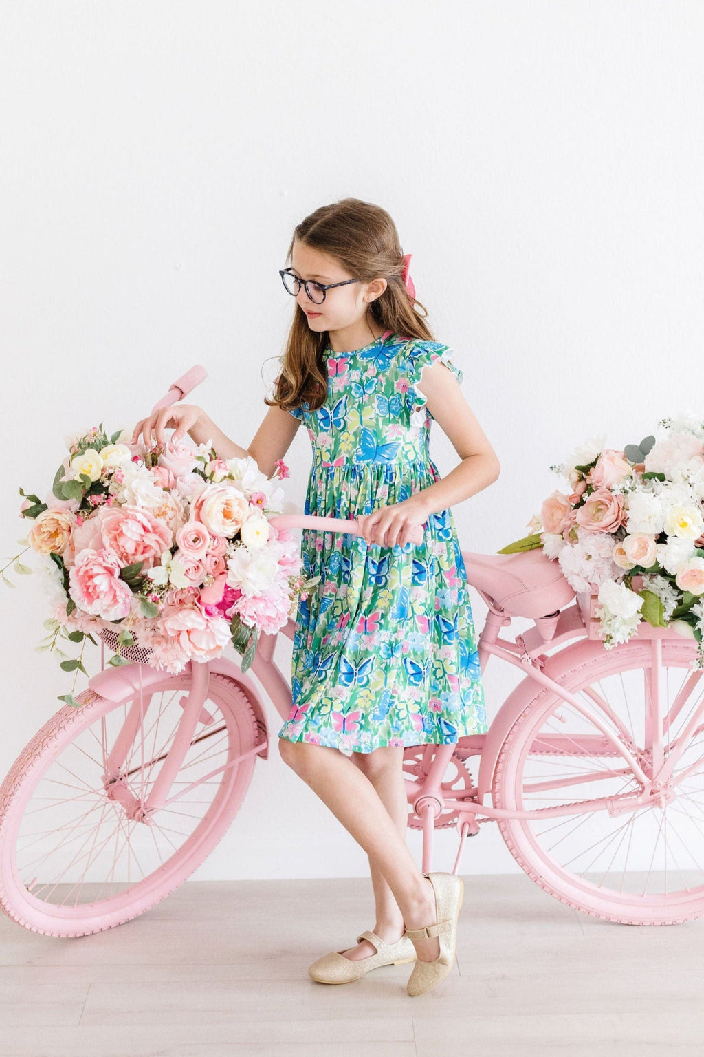 Watercolor Butterflies Flutter Sleeve Twirl Dress