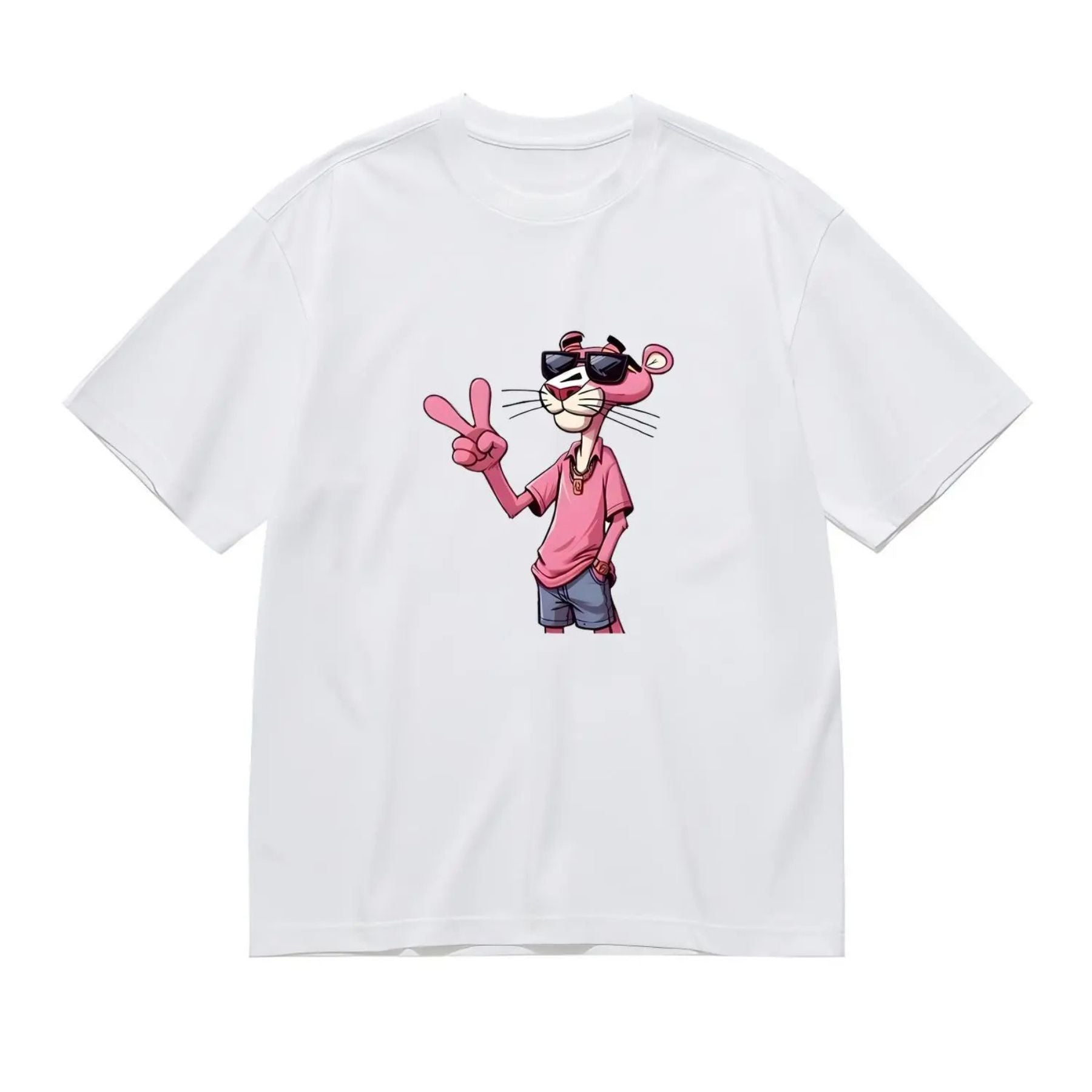 Women's Pink Panther Tee - Timeless Cartoon Graphic Shirt, Playful Casual Apparel