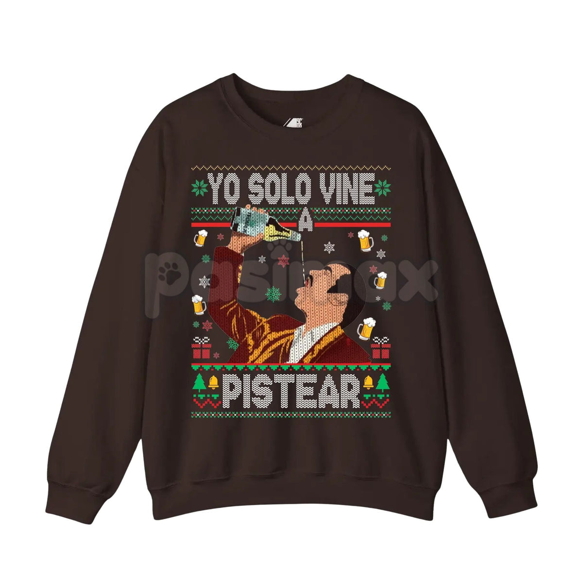 Yo Solo Vine a Pistear Mexico Ugly Christmas Sweater | Funny Fiesta Drinking Holiday Pullover | Spanglish Party Jumper