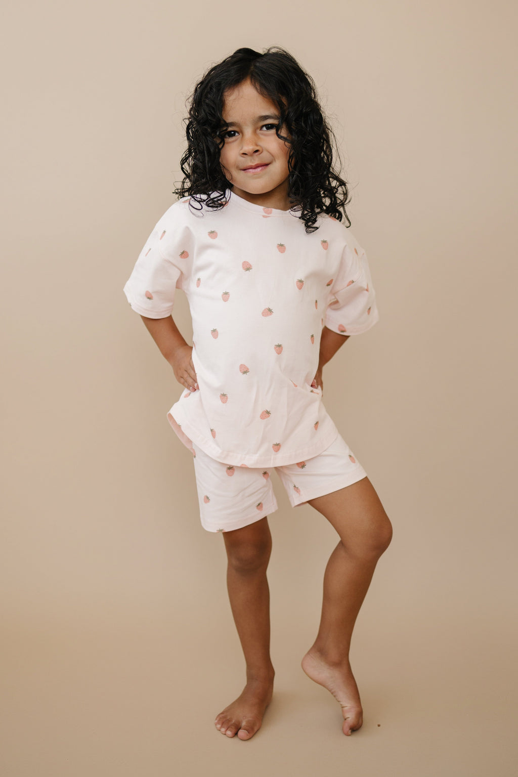 Organic Cotton Strawberry Print Shorts Set