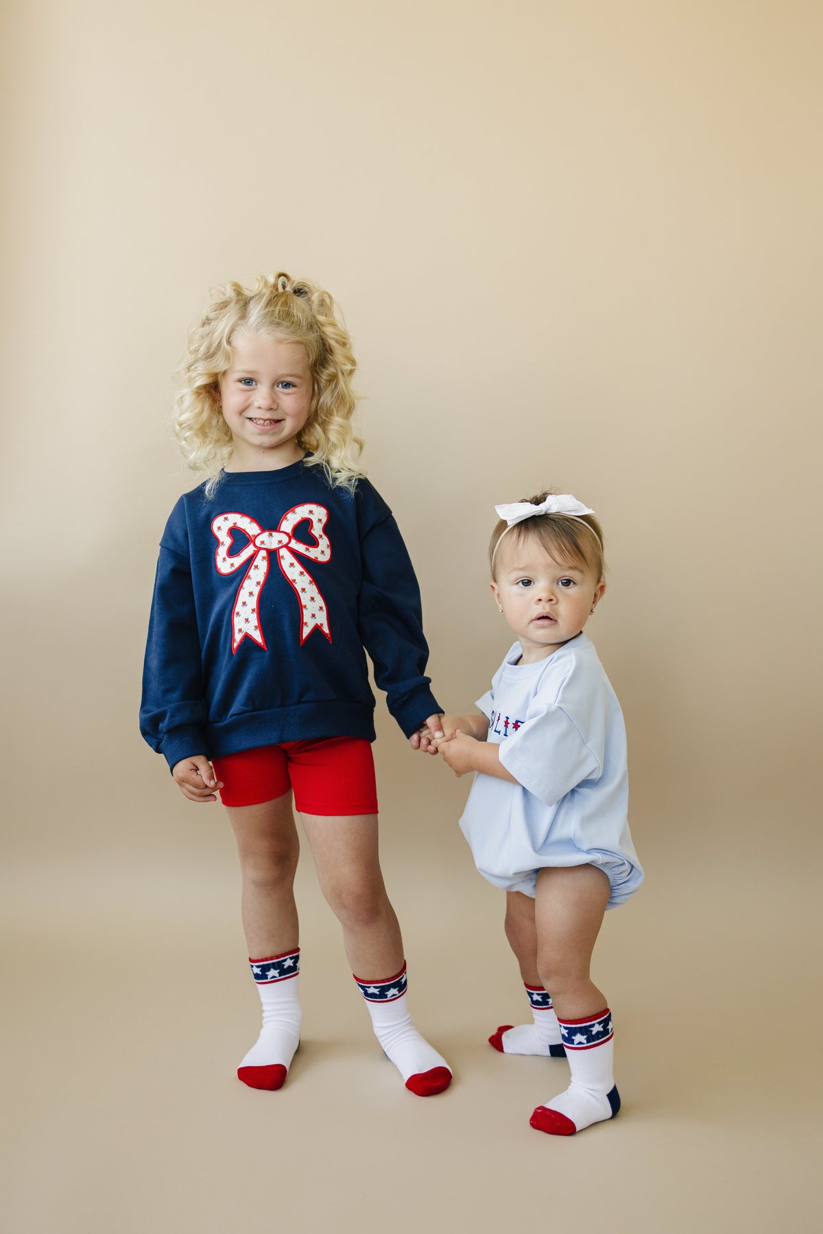 4th of July Tulip Bow Applique Crewneck Sweatshirt
