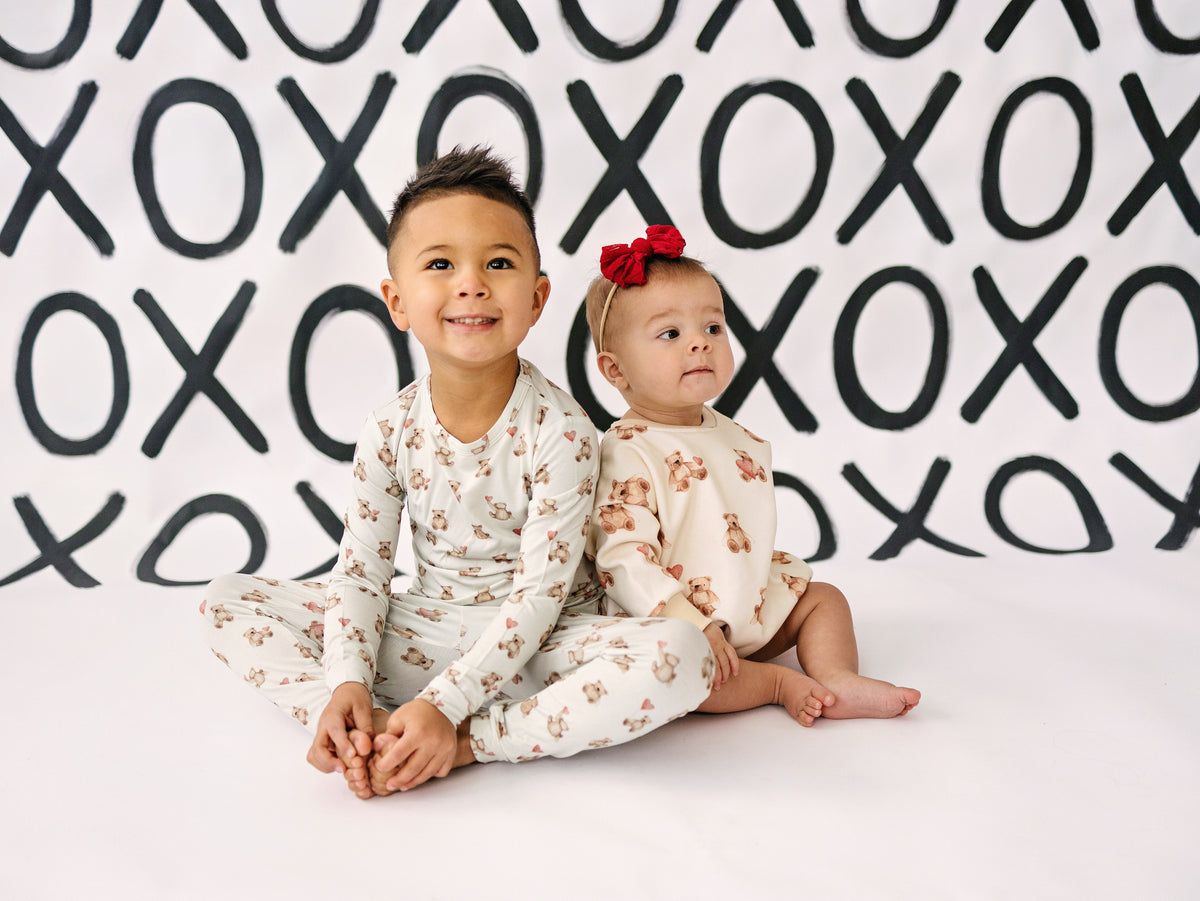 Teddy Bear Hearts Sweatshirt Romper