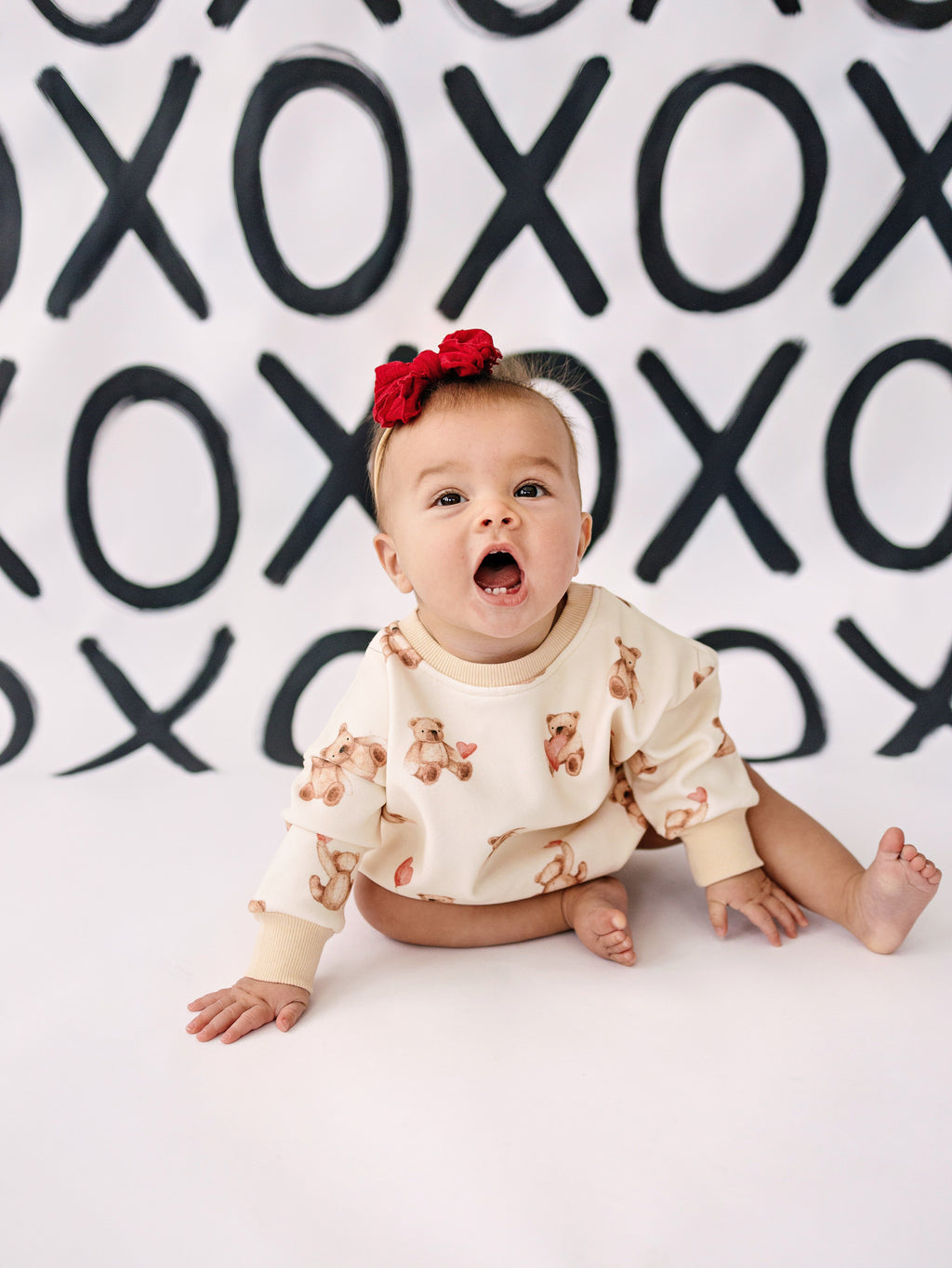 Teddy Bear Hearts Sweatshirt Romper