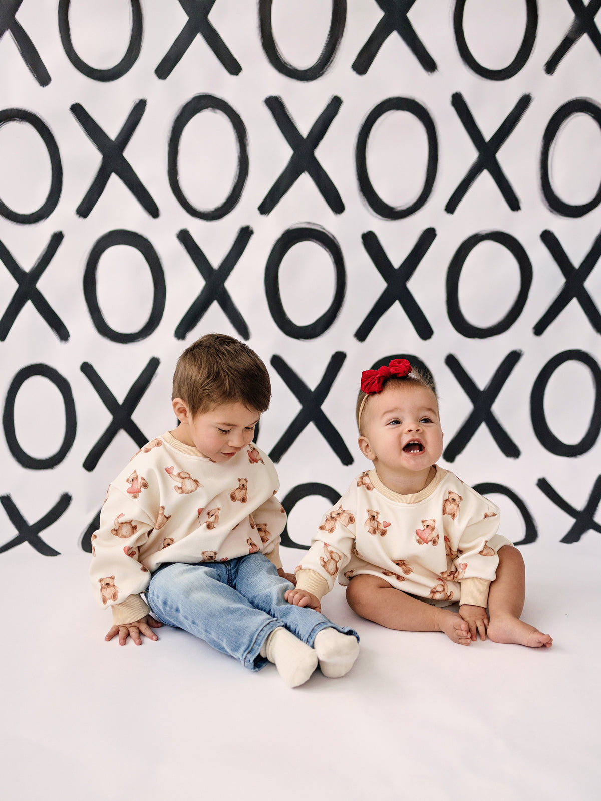 Teddy Bear Hearts Sweatshirt Romper