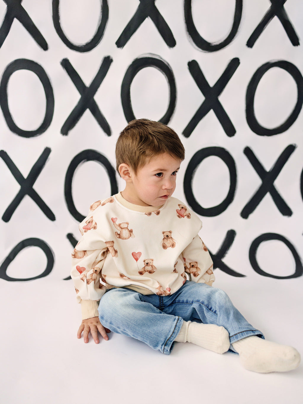 Teddy Bear Hearts Crewneck Sweatshirt