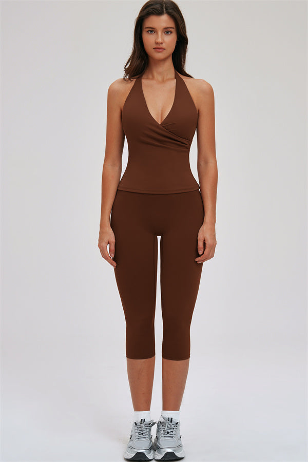 The Twirl Halter Tank Top Capri Leggings 2-Piece Set