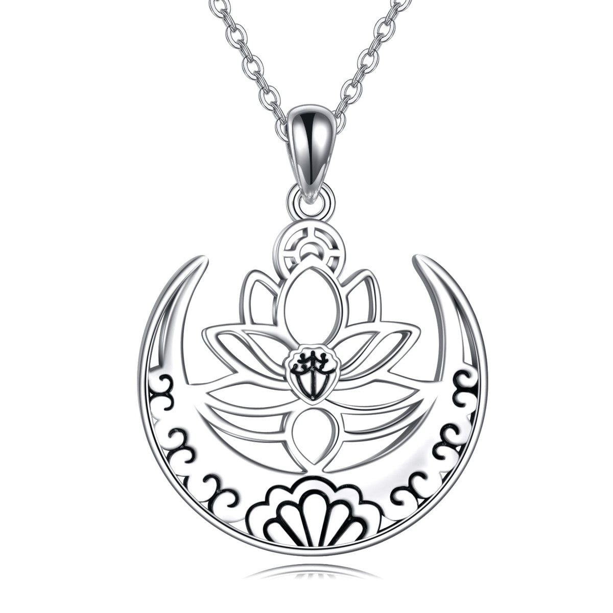 Lotus Flower Symbol Yoga Necklace Sterling Silver Sanskrit Symbol  Balancing Jewelry