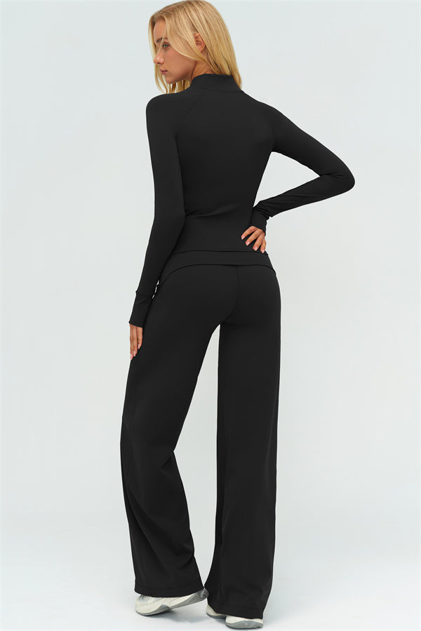 The Twirl Zip Jacket Sports Bra Straight Leg Pants 3-Piece Set