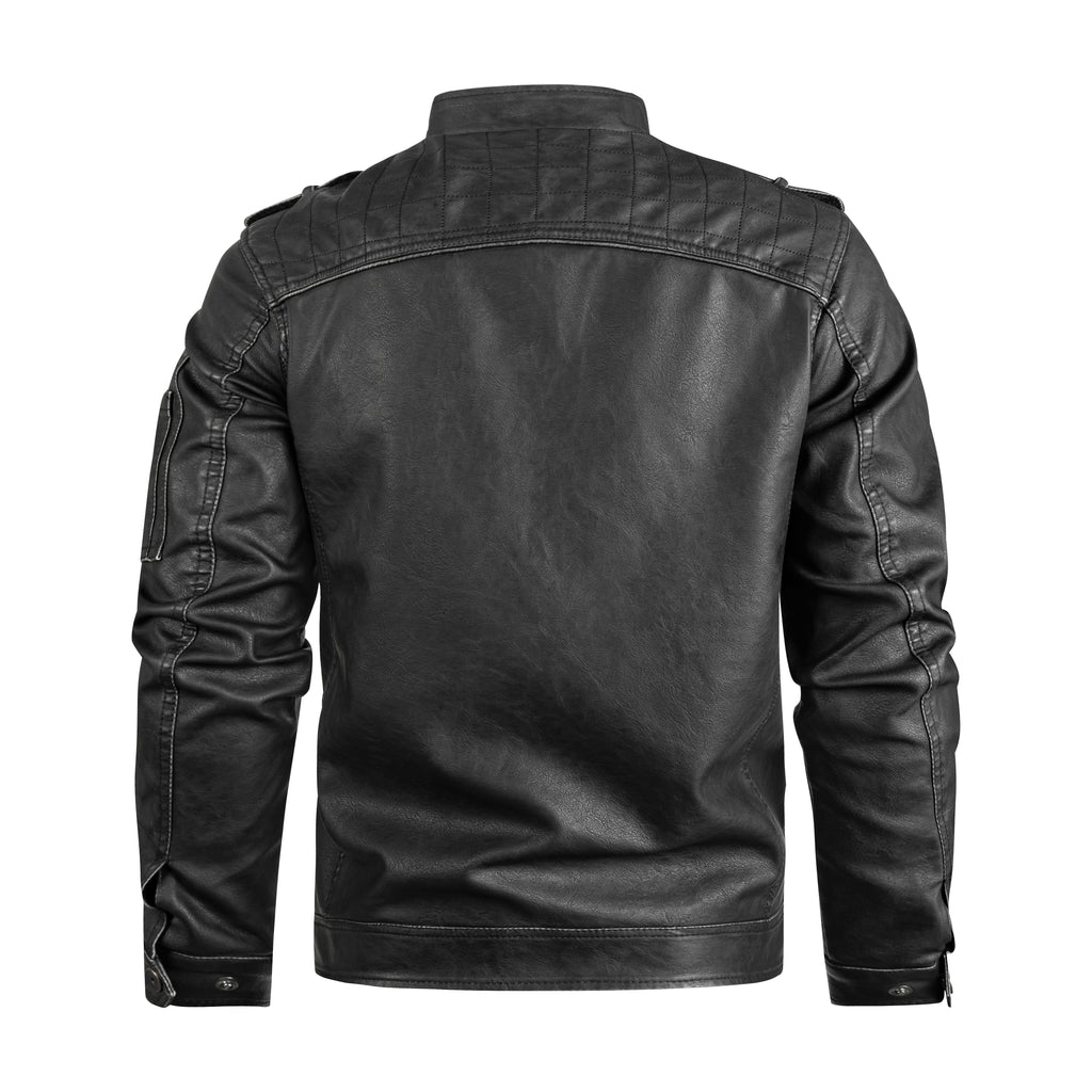 Men's Black Pu Leather Biker Jacket VINTAGE REAL MOTORCYCLE JACKETS FOR MEN
