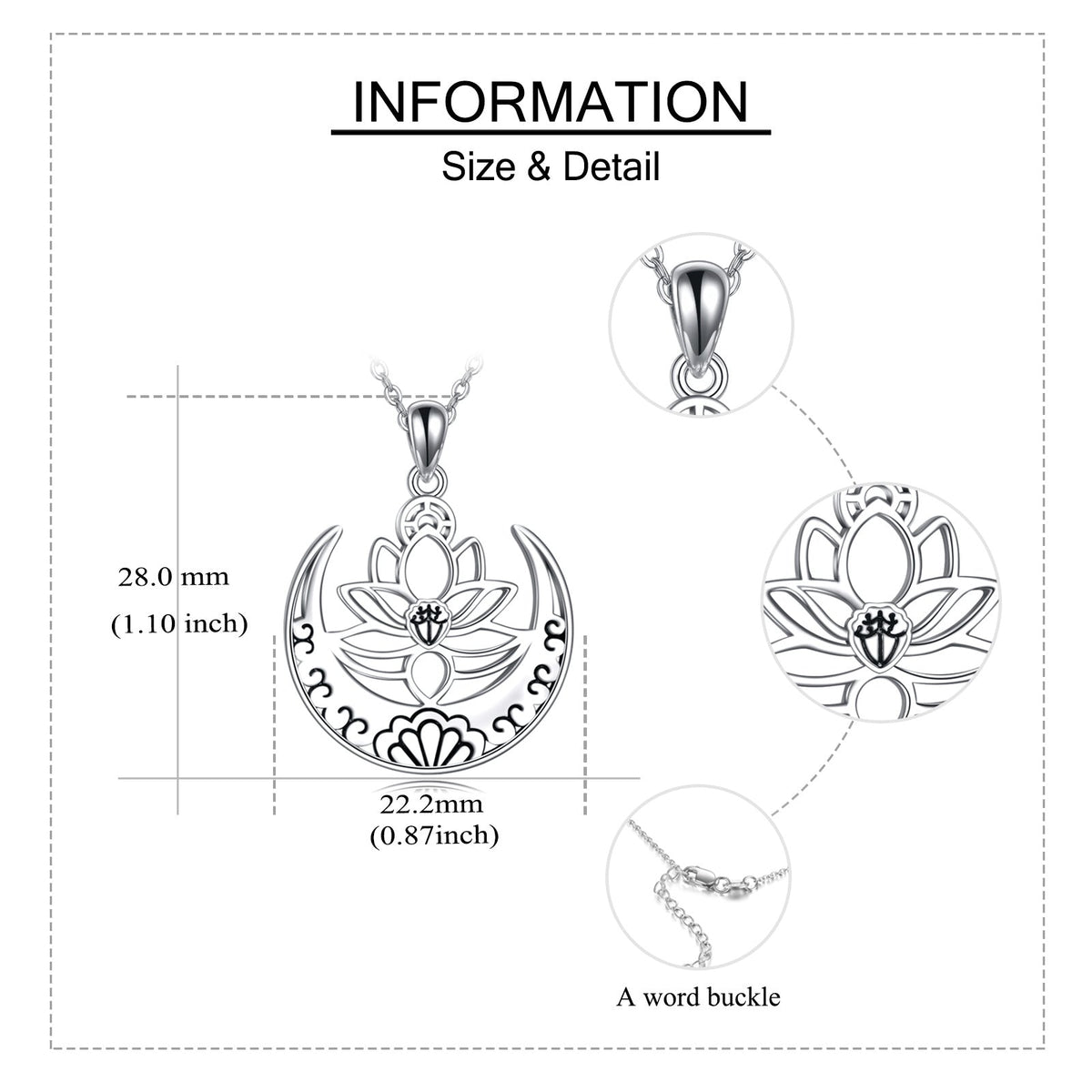 Lotus Flower Symbol Yoga Necklace Sterling Silver Sanskrit Symbol  Balancing Jewelry