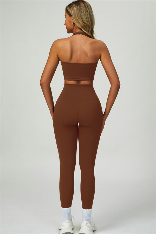 The Seraphine Halter Crop Top Leggings 2-Piece Set