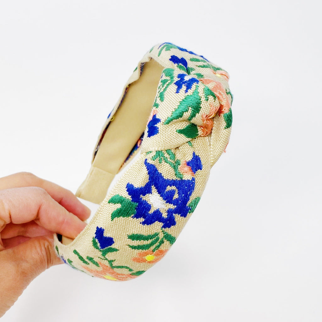French Floral Embroidered Headband