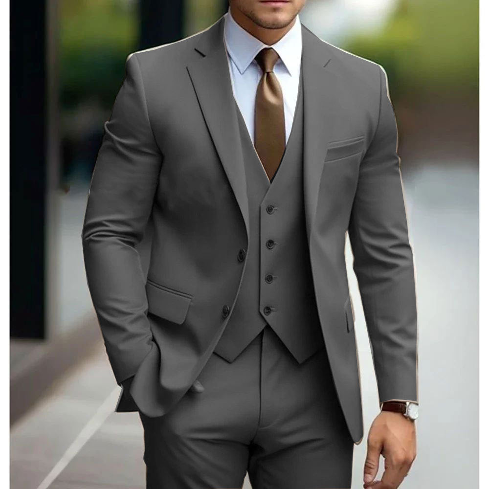 Business Casual Men's Three-piece Suit For Bridegroom Men's Wedding