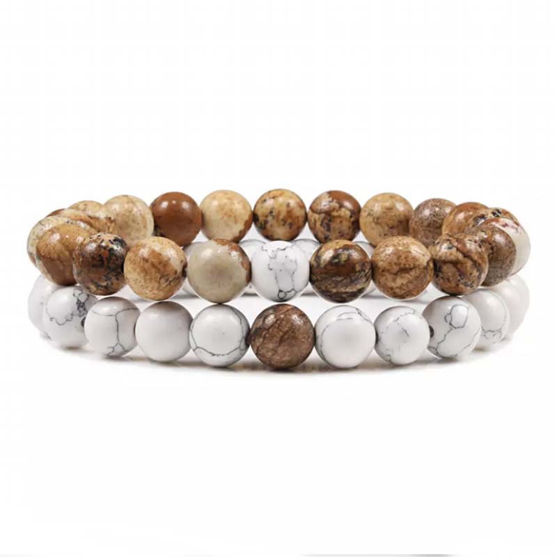 Natural Volcanic Stone White Pine Red Pine Tiger Eye Beaded Set