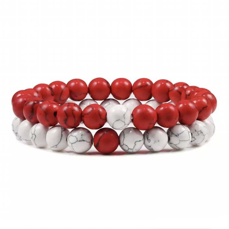 Natural Volcanic Stone White Pine Red Pine Tiger Eye Beaded Set