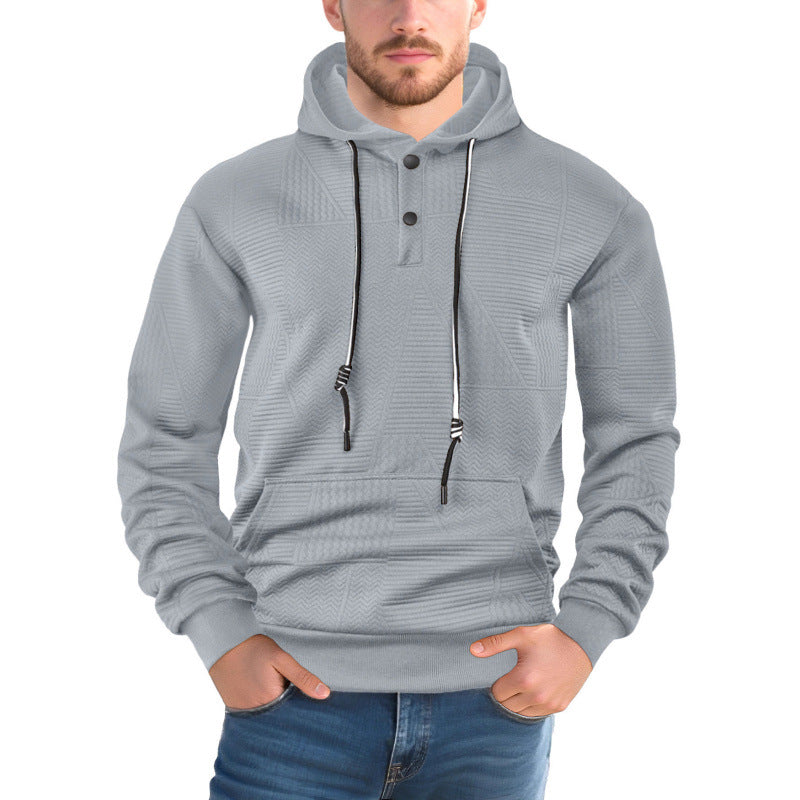 Pullover Solid Color Casual Sports Loose Long Sleeve Hooded Sweater Men