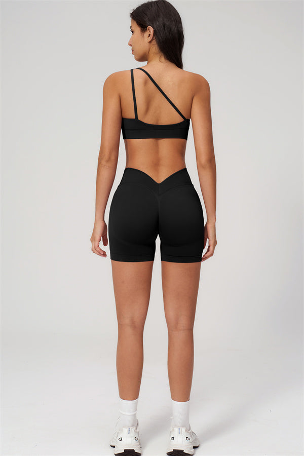 The Empower One-Shoulder Sports Bra Shorts 2-Piece Set