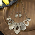 Alloy Geometric Irregular Oval Colorful Oil Necklace Hollow Design Women's Necklace Eardrop Set