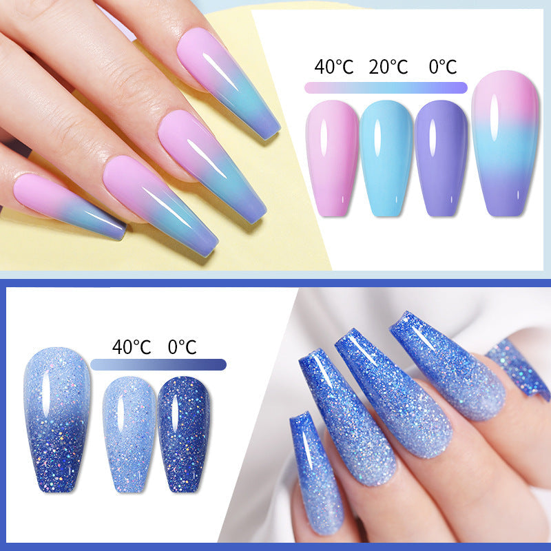 Temperature Change Glitter UV Polish Three-section Color Change