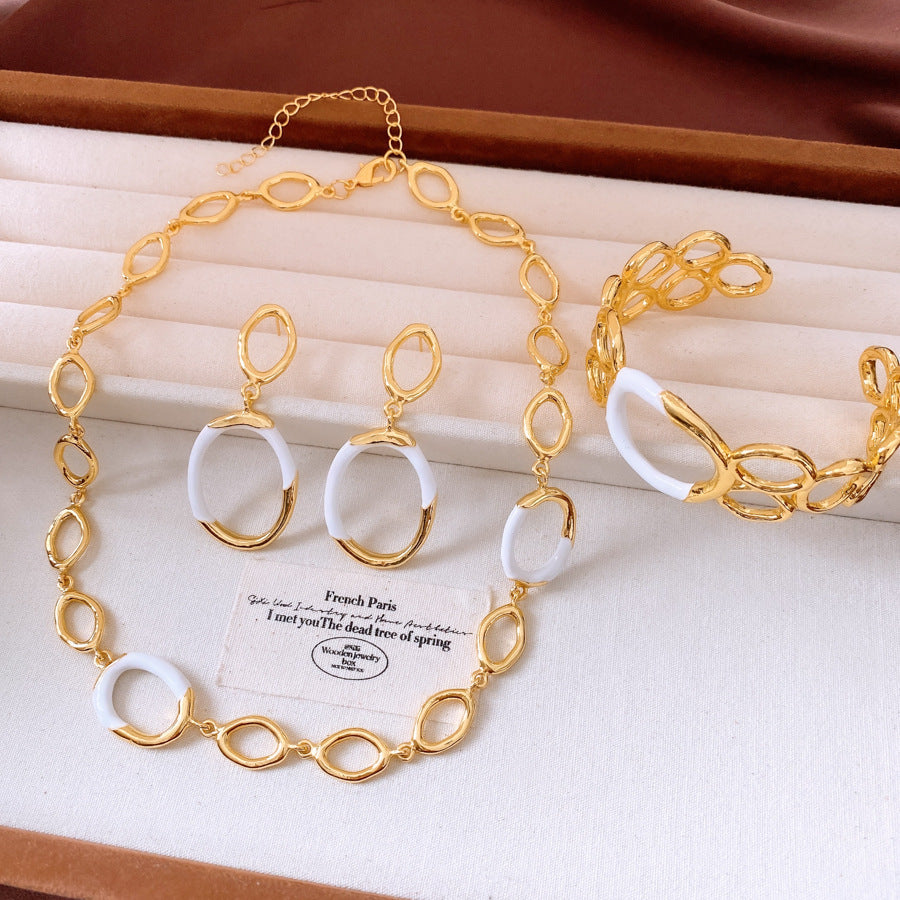 Hollow Bracelet Necklace And Earrings Suite