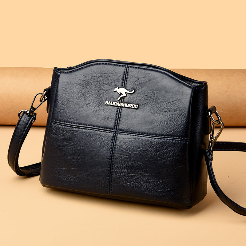 Korean-style Womens Shoulder Soft Leather Versatile Design Large Capacity And Embroidered Crossbody Bag