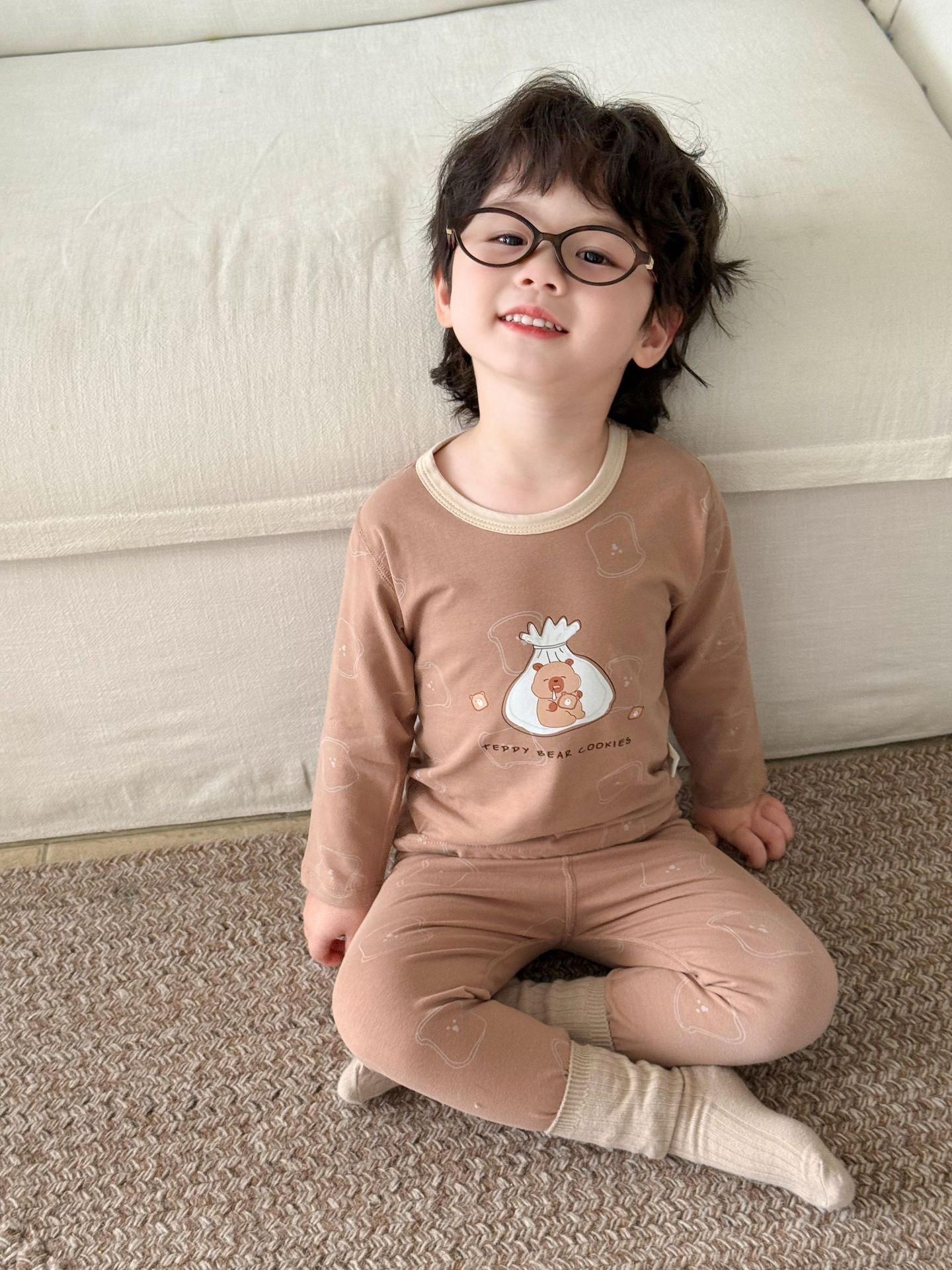Boneless Pure Cotton Thermal Underwear Set For Boys And Girls Autumn Tops And Pants