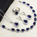 Jewelry Four-piece Set Rings Pendants Earrings Drop-shaped Gem