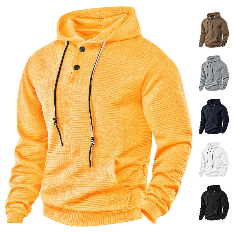 Pullover Solid Color Casual Sports Loose Long Sleeve Hooded Sweater Men