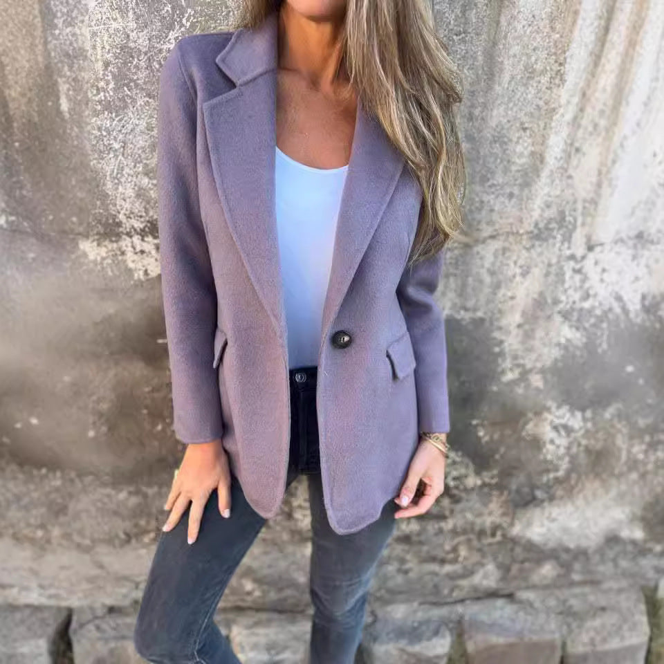 Ins Button Lapel Short Blazer Winter Fashion Commuter Jacket Outwear Women's Clothing