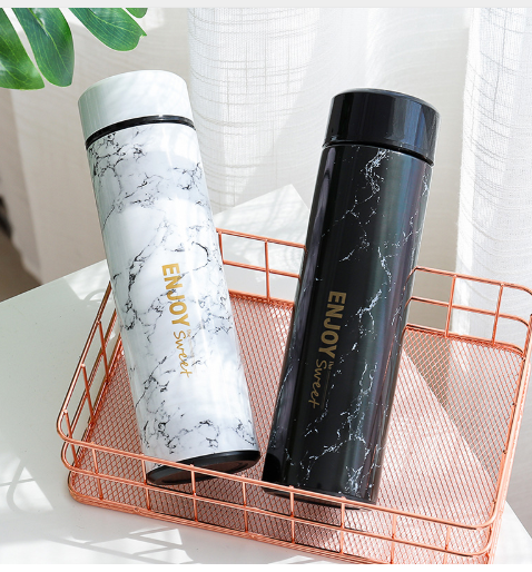 Marble Insulated Water Bottle and Cup
