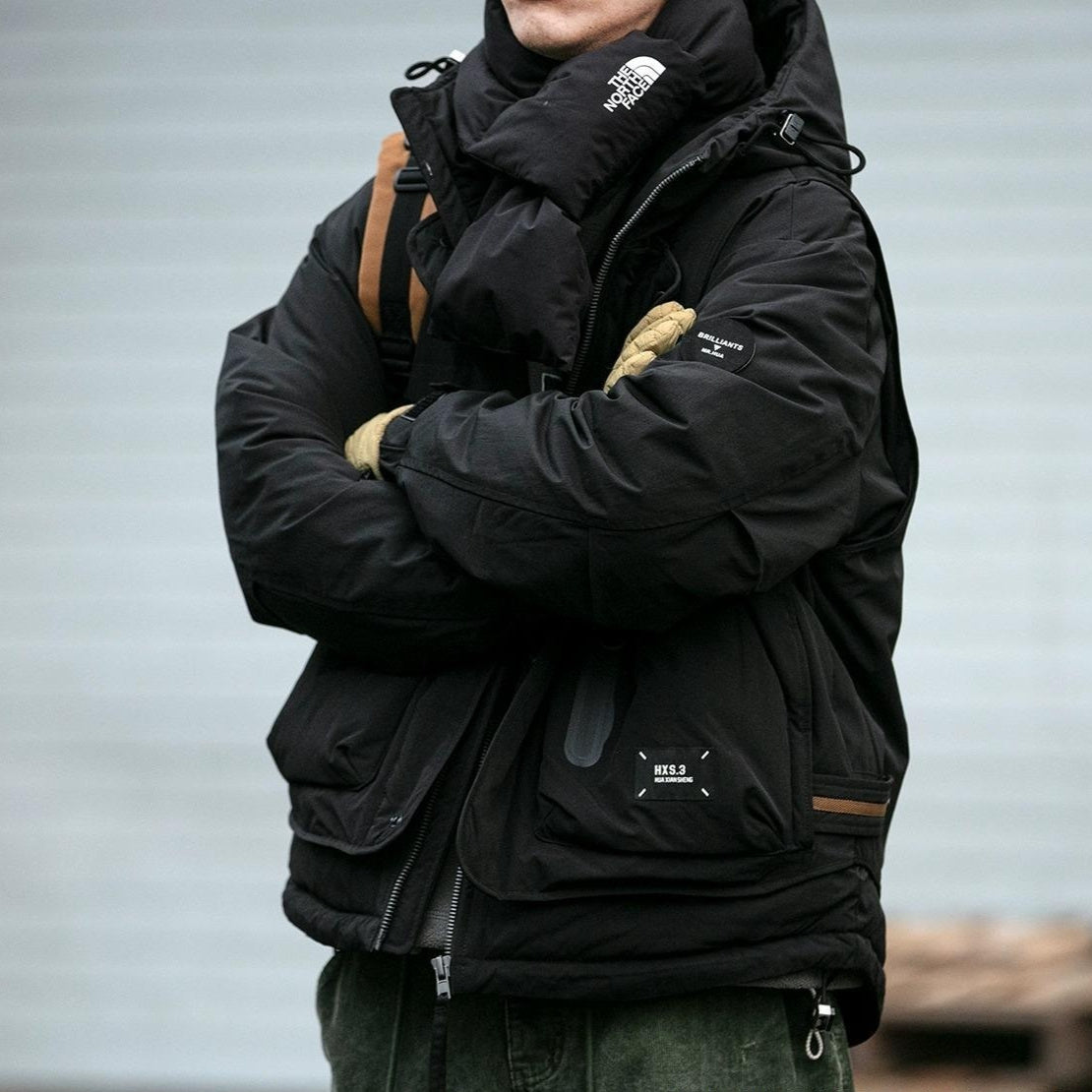 Loose Outdoor Multi-pocket Winter Workwear Hooded Down Jacket