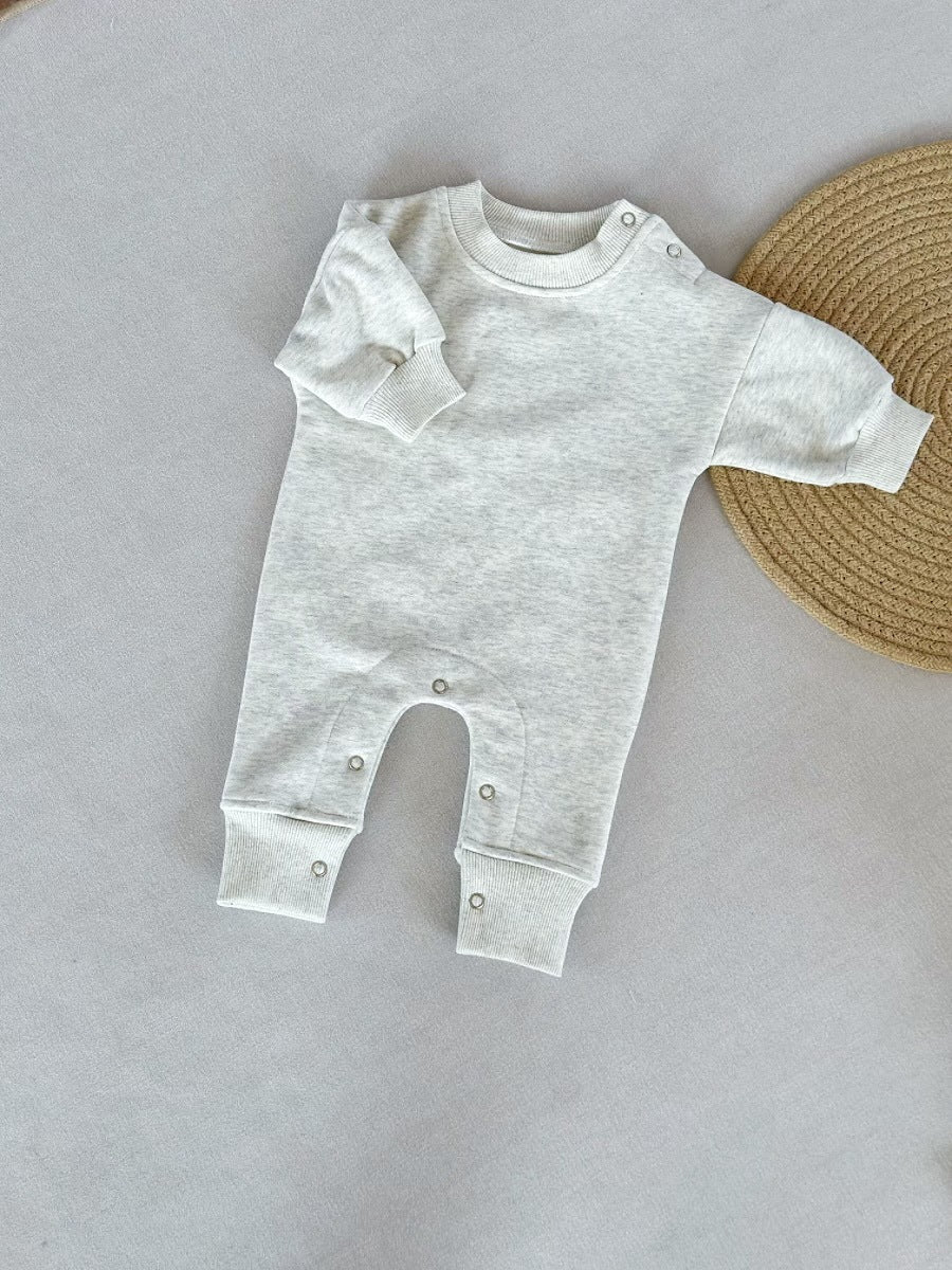 Children's Fleece Solid Color Stylish Thick Romper Jumpsuit