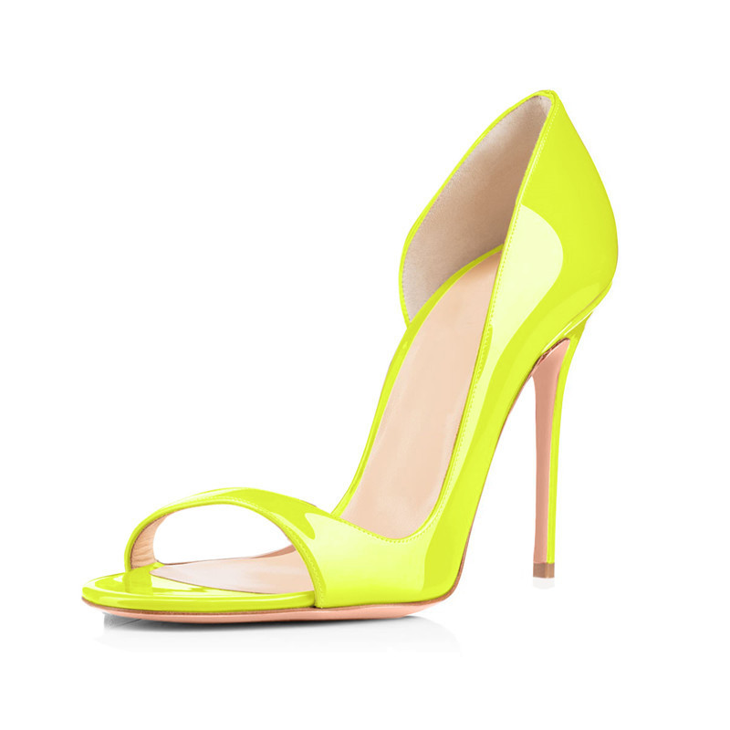 Pure Color Gradient Patent Leather Stiletto Shoes