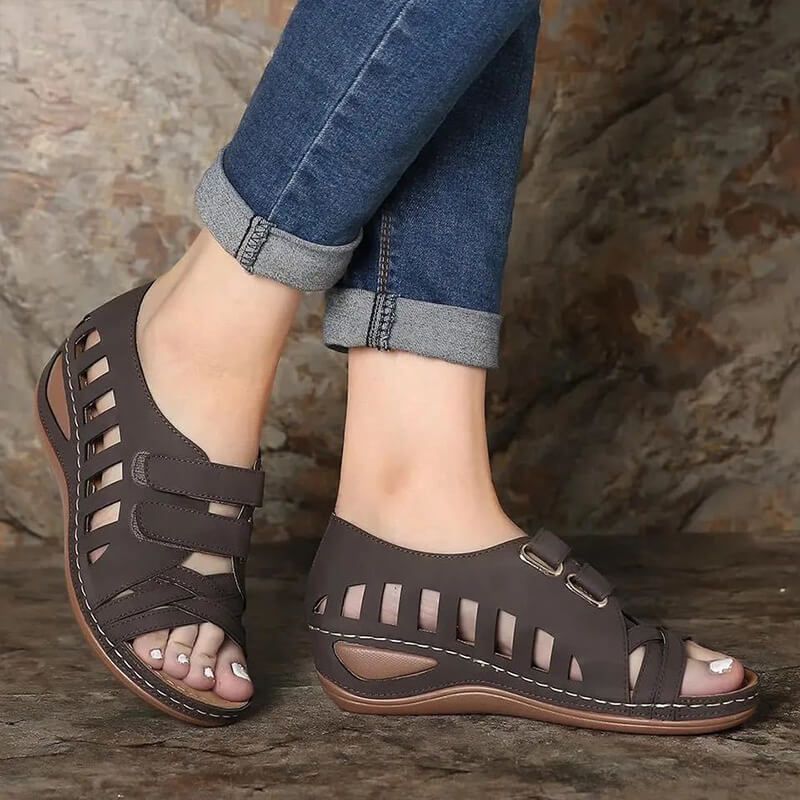 European And American Large Size Hollow Platform Velcro Sandals