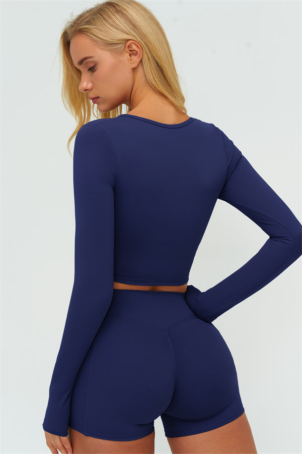 The Lushness Long Sleeve Crop top Shorts 2-Piece Set