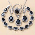 Gem-inlaid Pendant Earrings Necklace And Four-piece Ring Set Pack