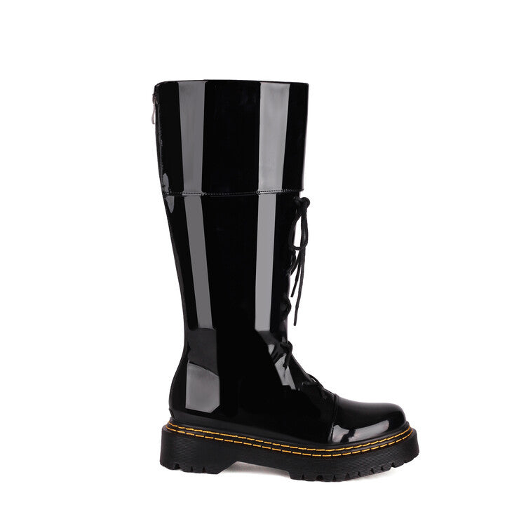 Womens High-heeled Lace-up Thigh-high Boots