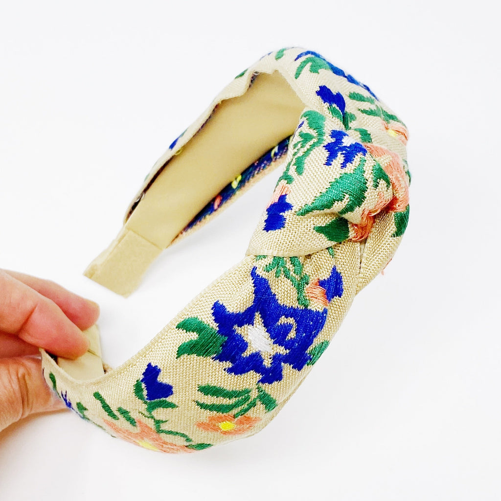 French Floral Embroidered Headband